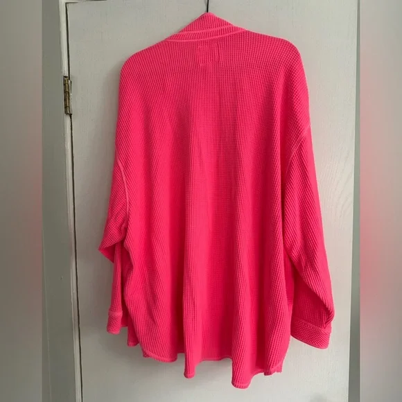 Aerie Bright Pink Button-Up Shirt - Picture 4 of 5